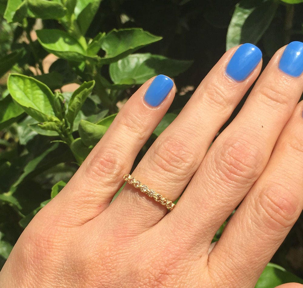 Round Citrine Nine Stone Stacking Half Eternity Ring - H.L.Jewelry