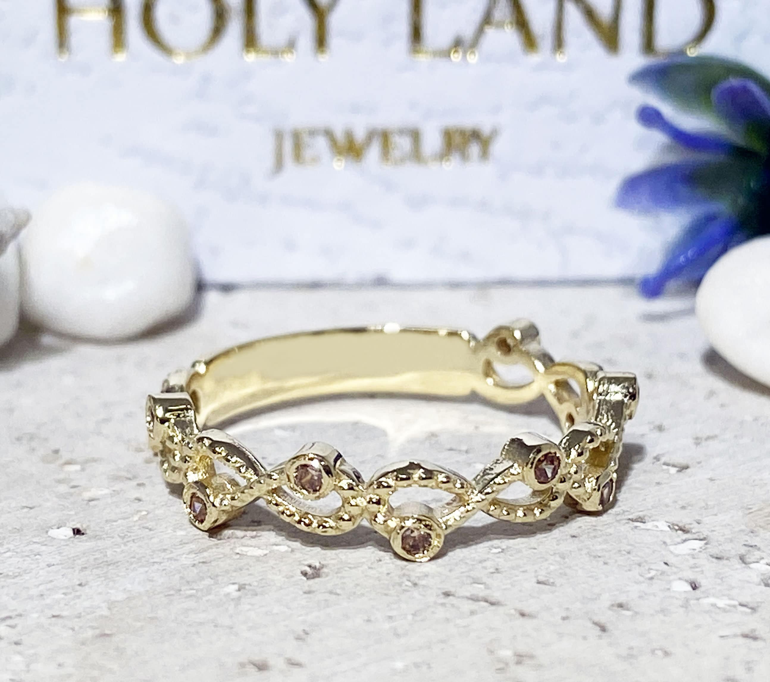 Round Citrine Ten Stone Infinity Ring - H.L.Jewelry
