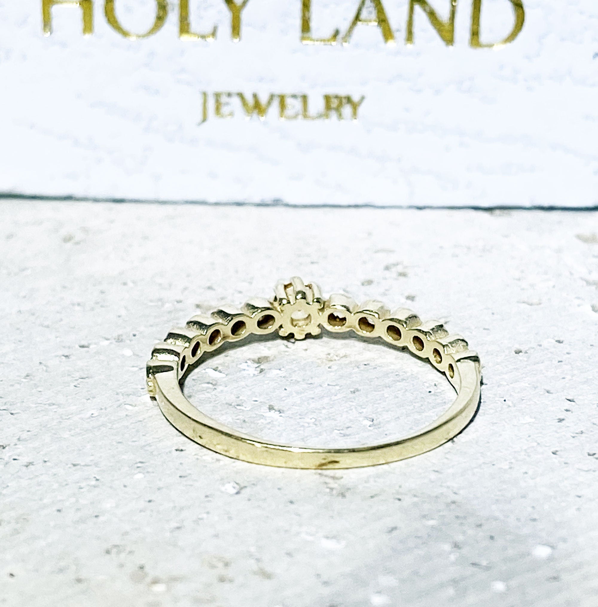 Round Citrine Thirteen Stone Stackable Half Eternity Ring - H.L.Jewelry