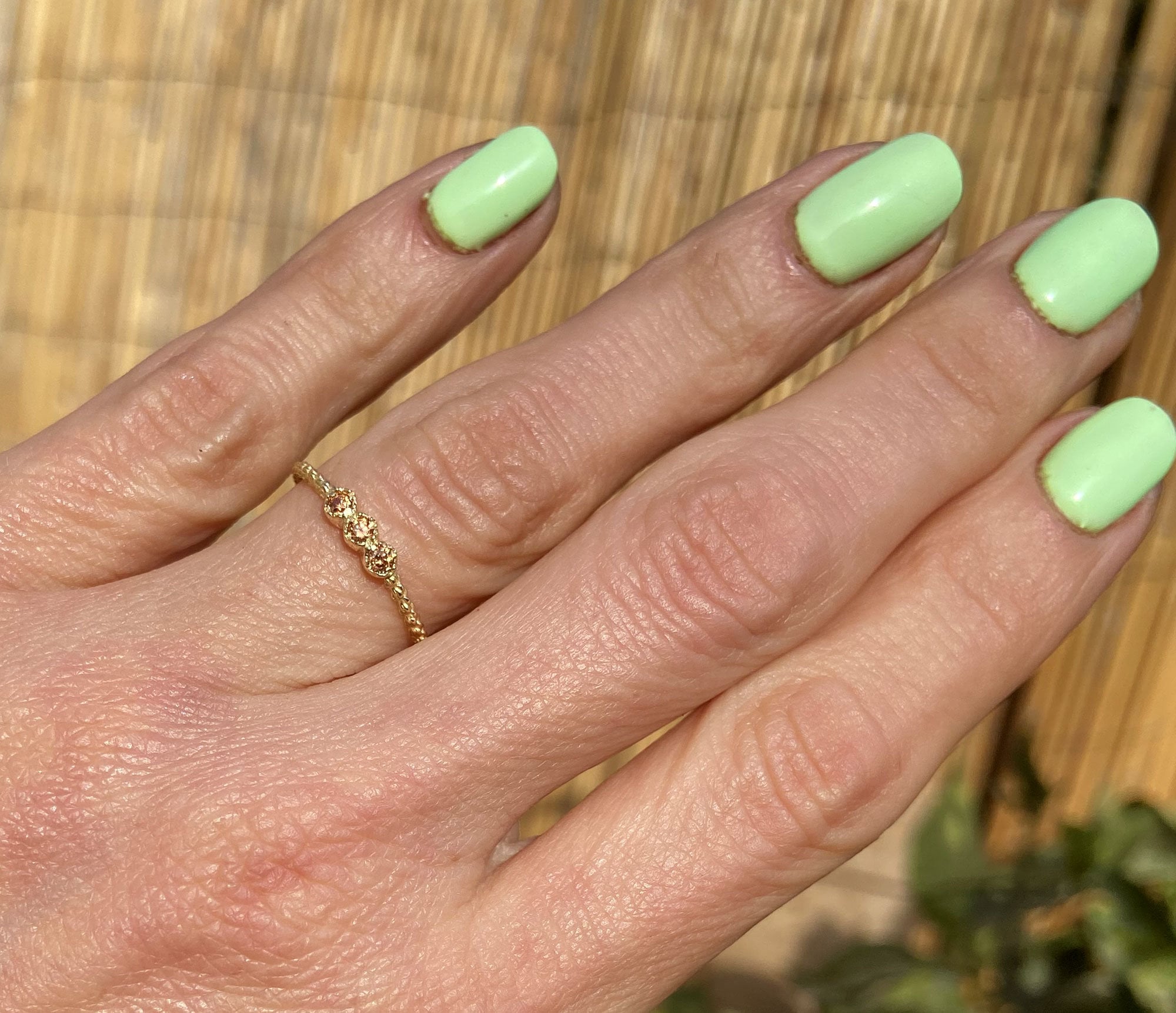 Round Citrine Three Stone Simple Stacking Ring - H.L.Jewelry