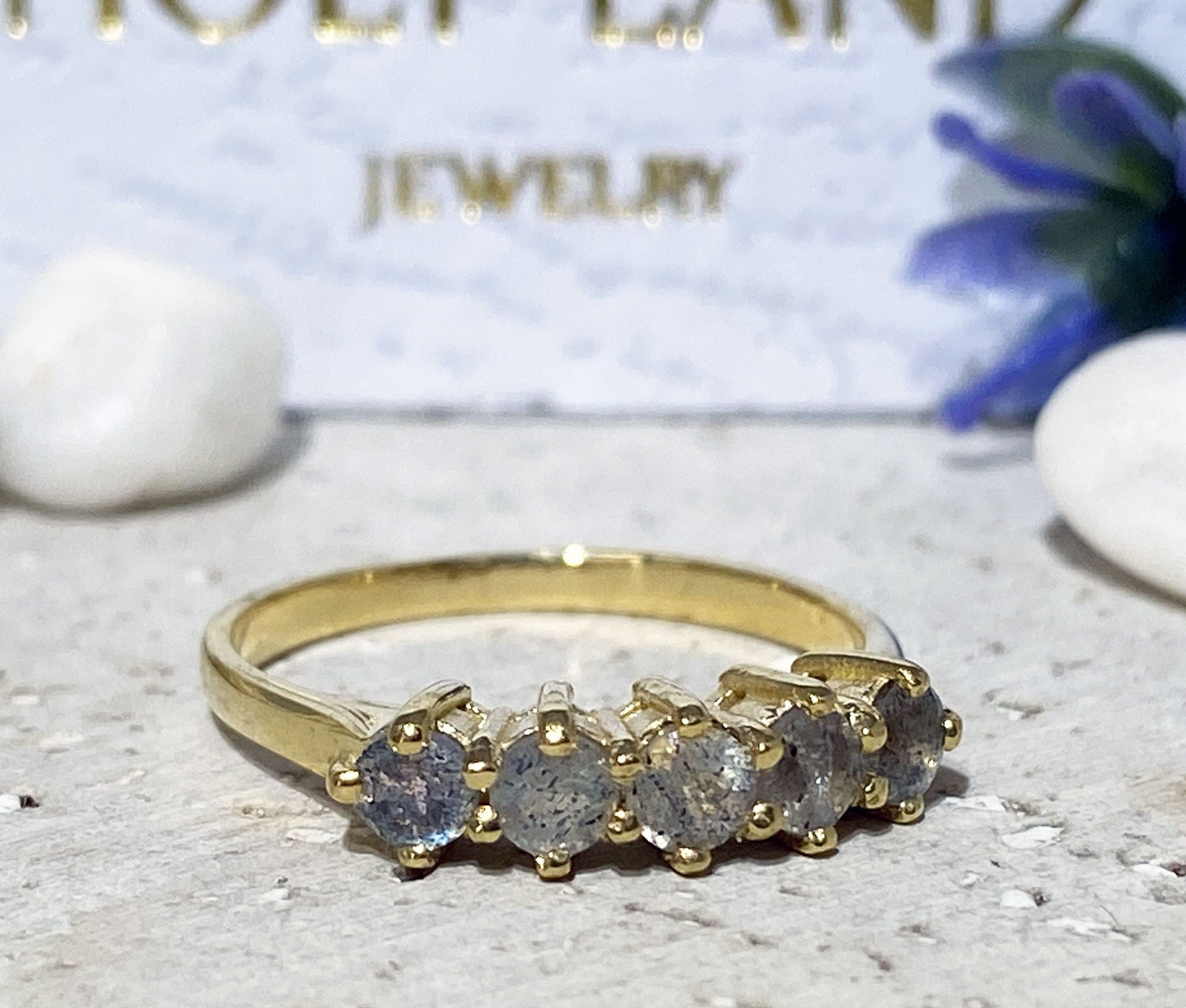 Round Labradorite Five Stone Stacking Ring - H.L.Jewelry