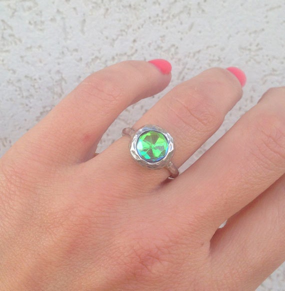 Round Mystic Topaz Gemstone Modern Bold Ring - H.L.Jewelry