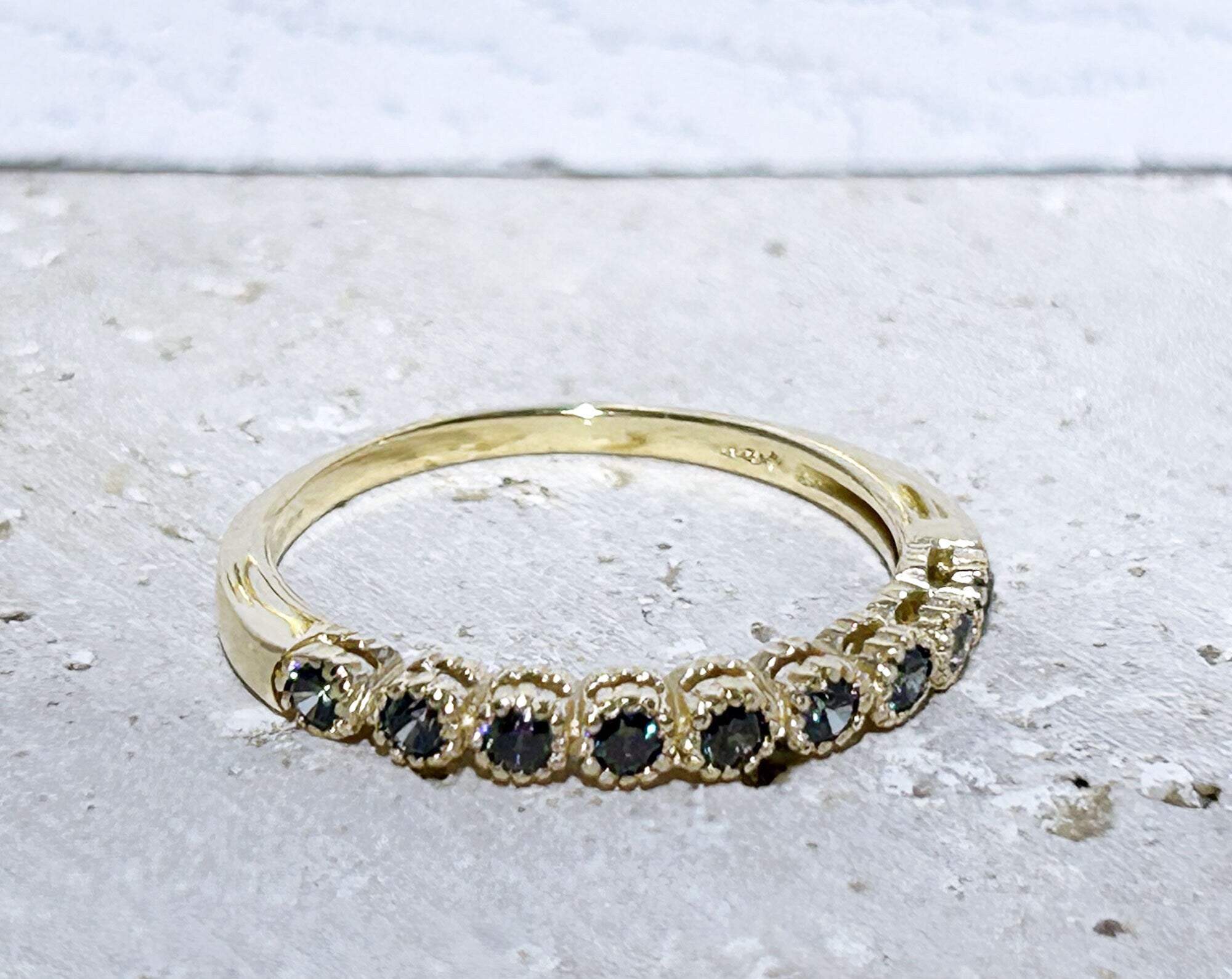 Round Mystic Topaz Nine Stone Stacking Half Eternity Ring - H.L.Jewelry