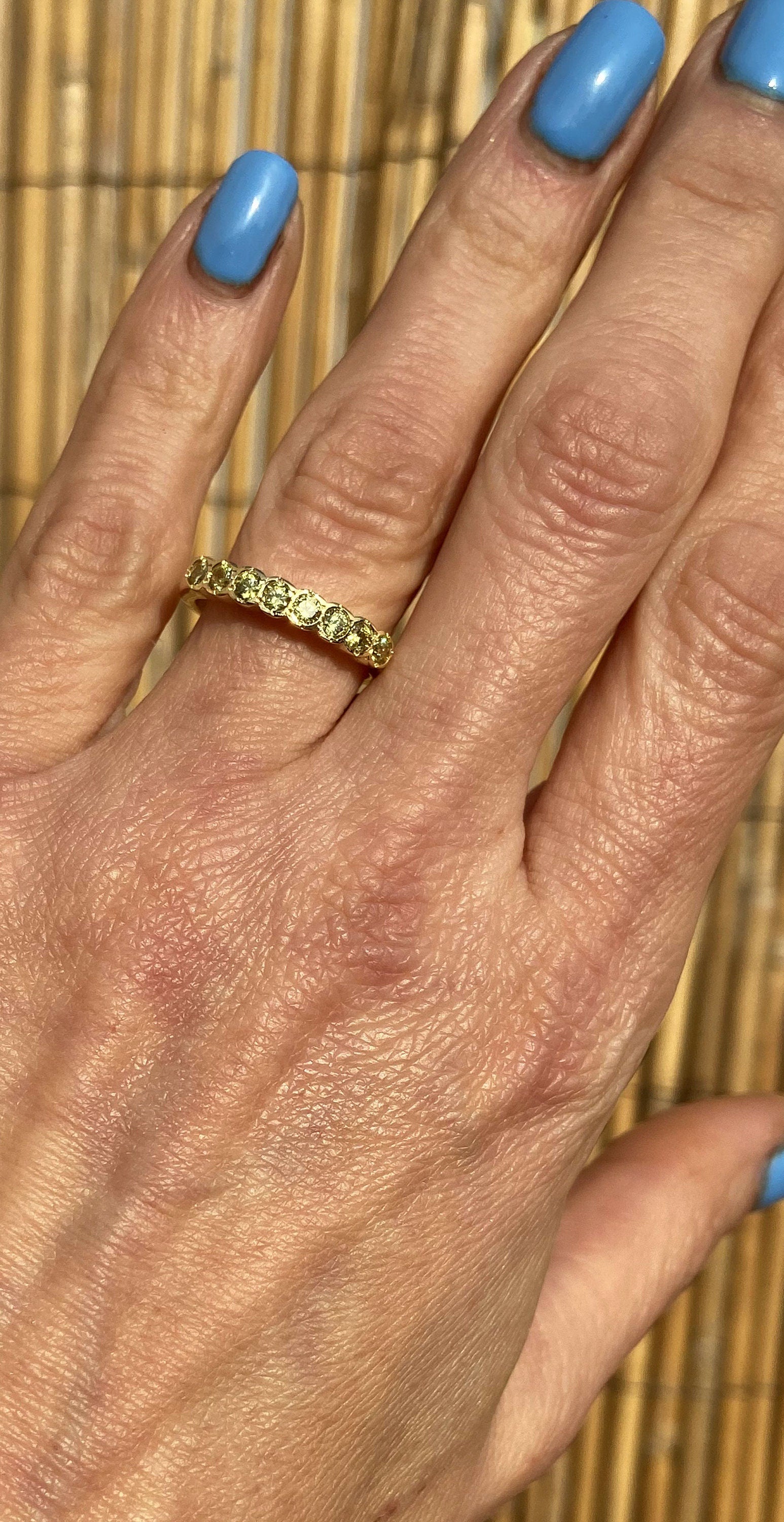 Round Peridot Eight Stone Stacking Half Eternity Ring - H.L.Jewelry