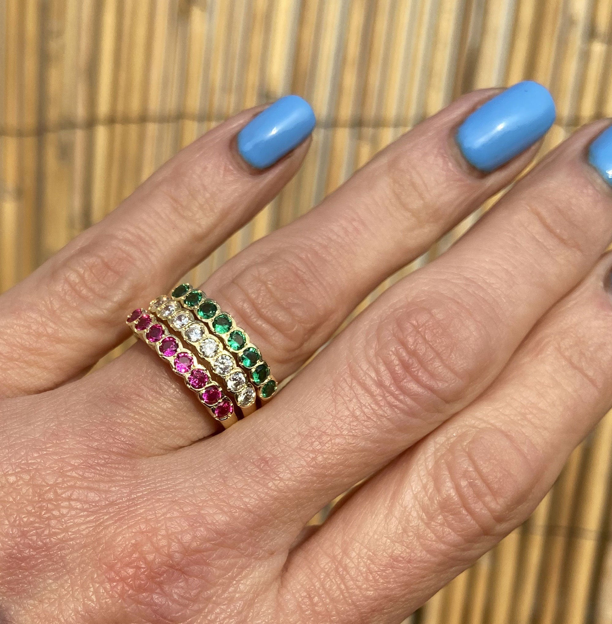 Round Peridot Eight Stone Stacking Half Eternity Ring - H.L.Jewelry