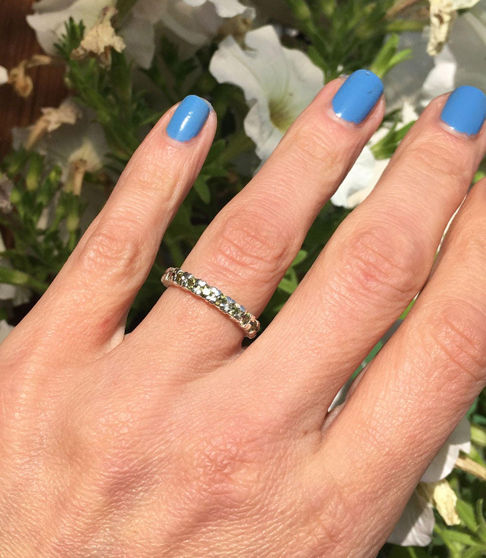 Round Peridot Eleven Stone Stacking Half Eternity Ring - H.L.Jewelry