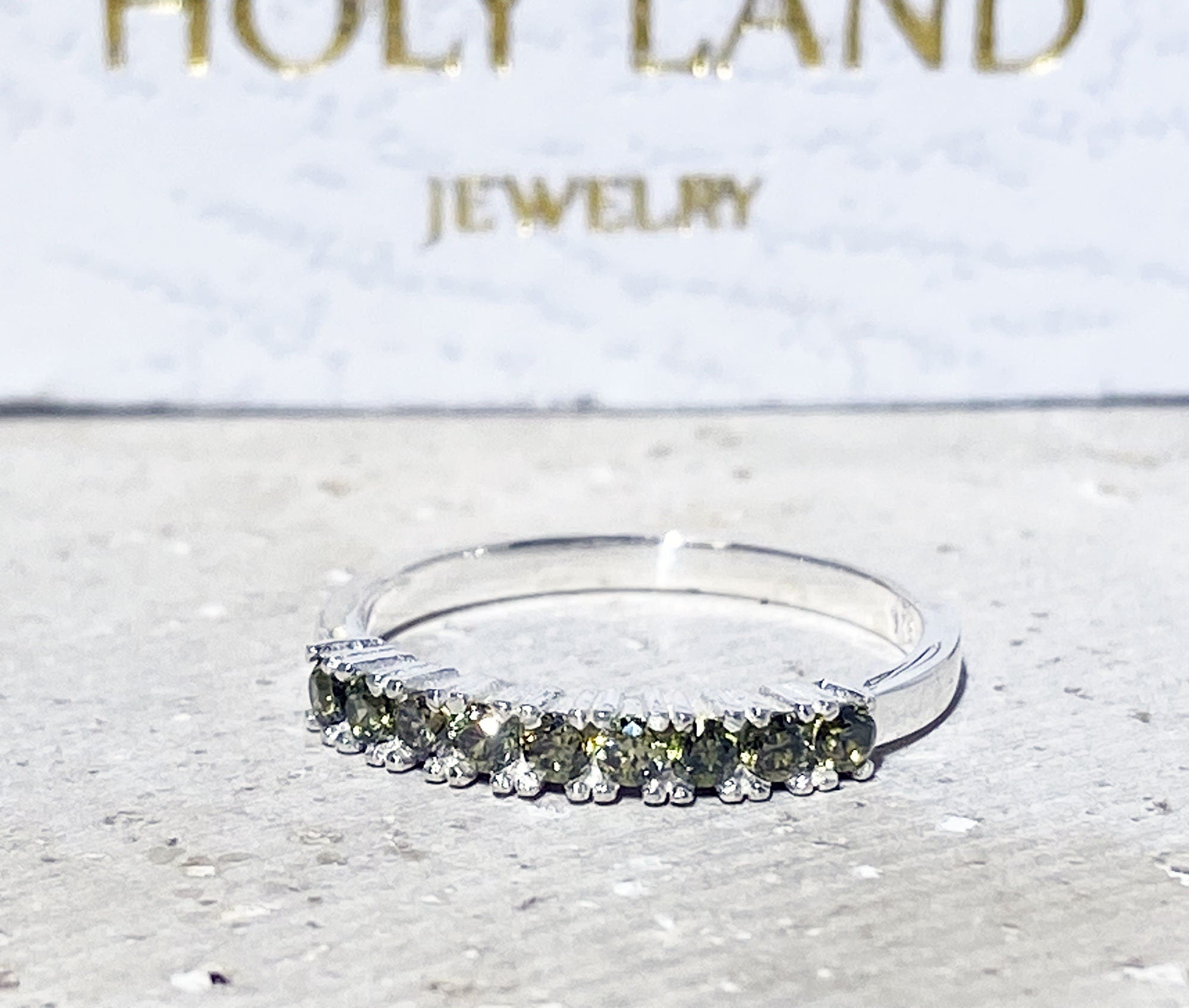 Round Peridot Nine Stone Stacking Half Eternity Ring - H.L.Jewelry