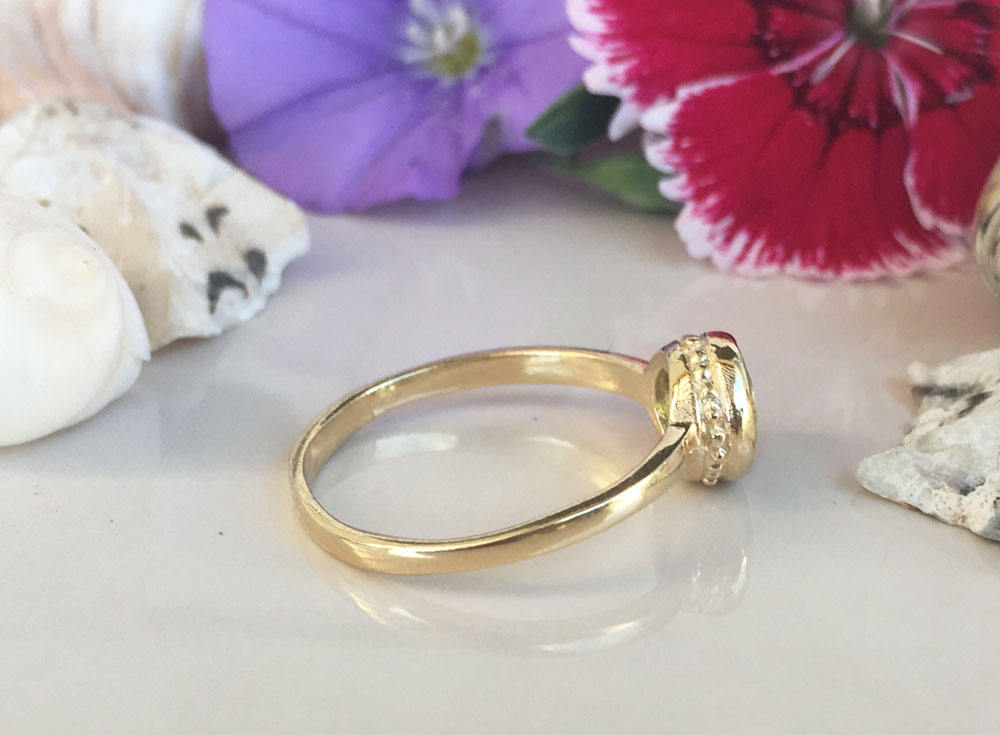 Round Peridot Simple Bezel Set Ring - H.L.Jewelry