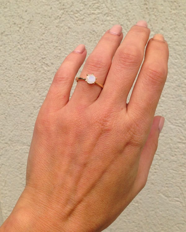 Round Rainbow Moonstone Classic Solitaire Ring - H.L.Jewelry