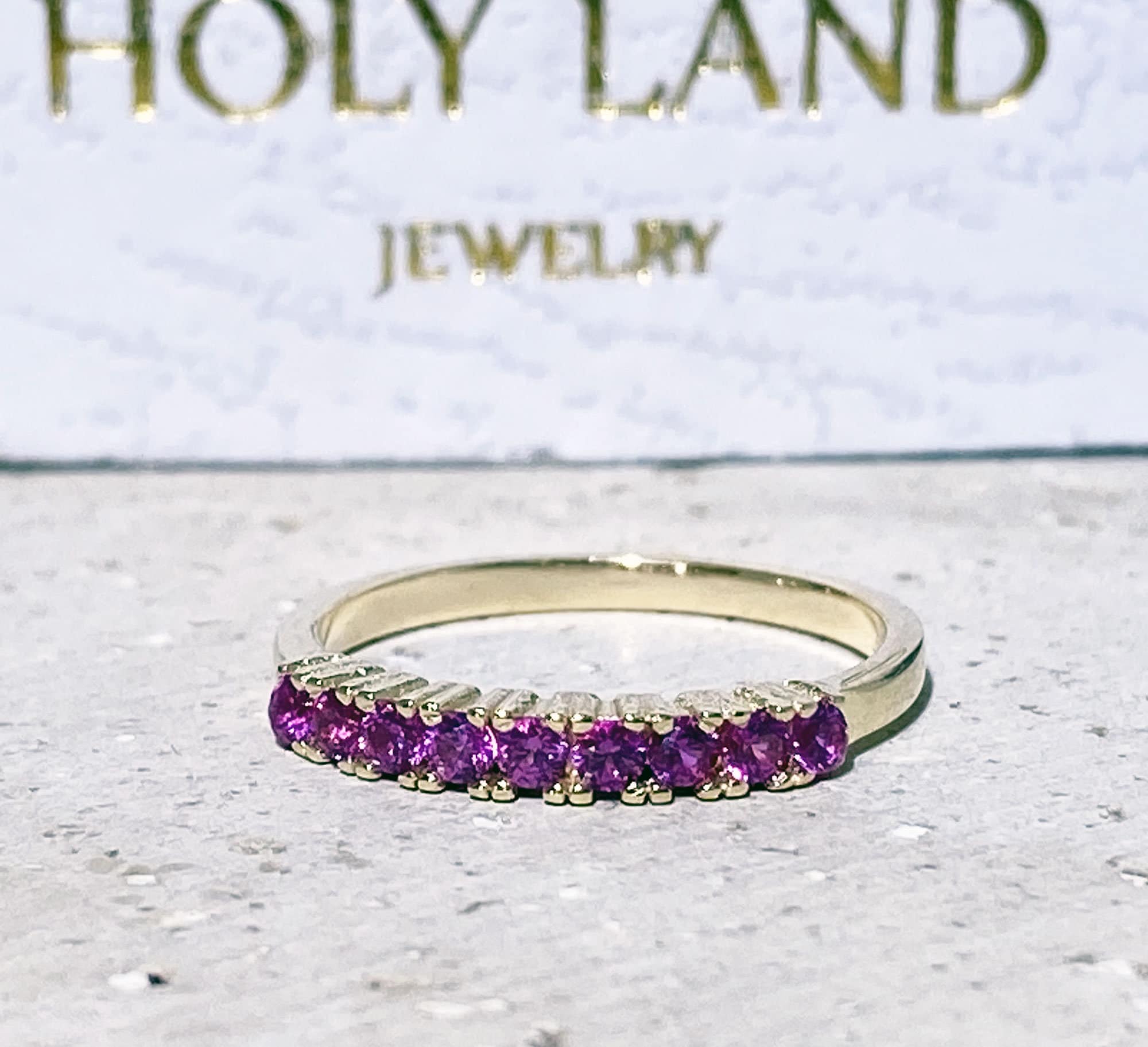 Round Ruby Nine-Stone Stacking Half Eternity Ring - H.L.Jewelry