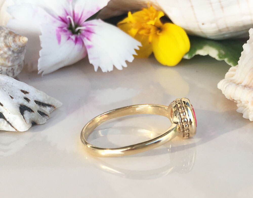 Round Ruby Simple Bezel Set Ring - H.L.Jewelry
