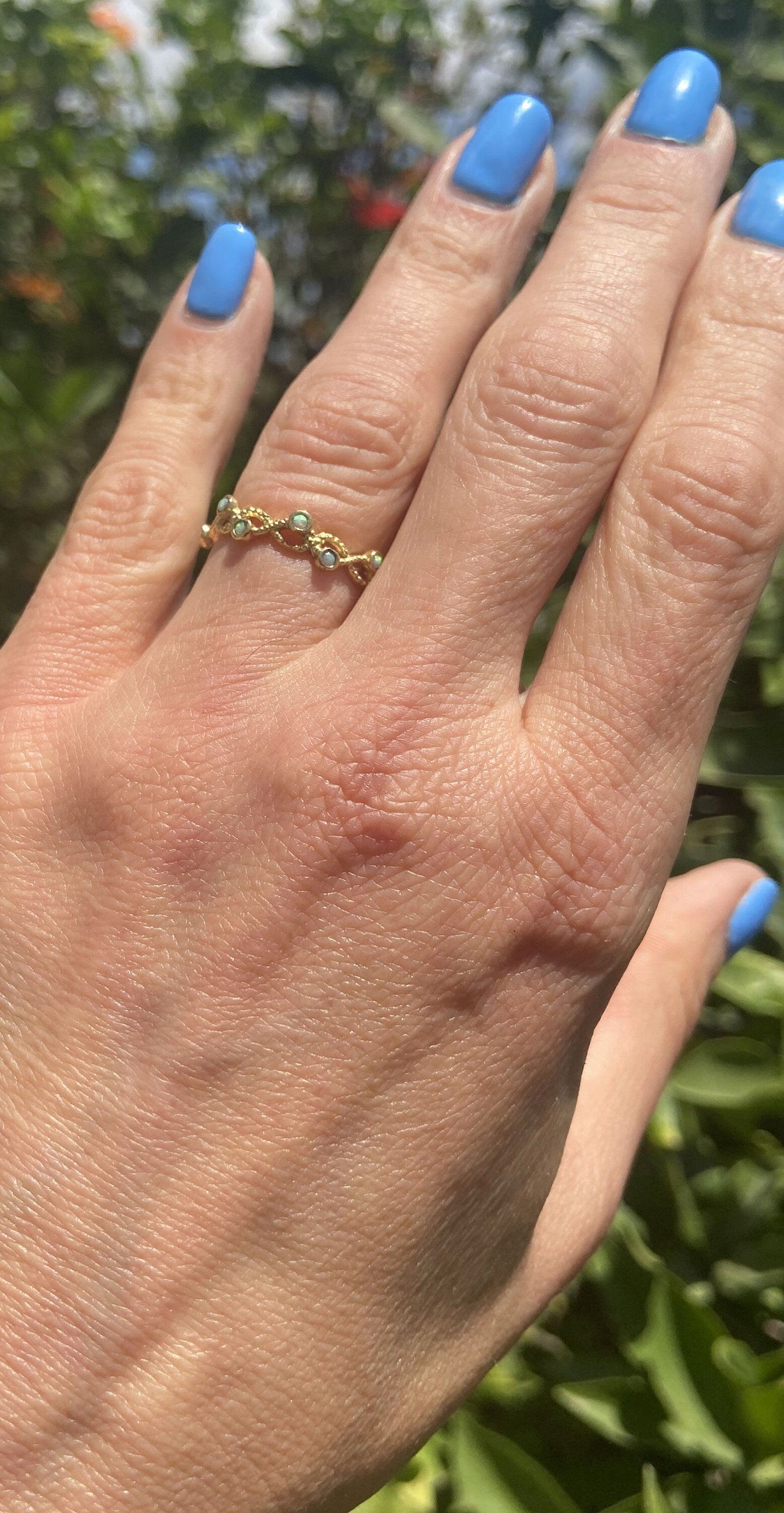 Round White Opal Ten Stone Infinity Ring - H.L.Jewelry