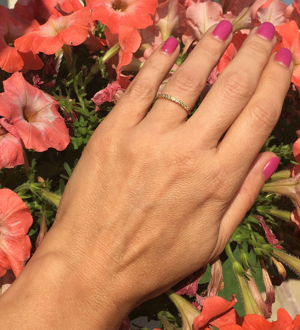 Round Yellow Citrine Eleven Stone Stacking Half Eternity Ring - H.L.Jewelry