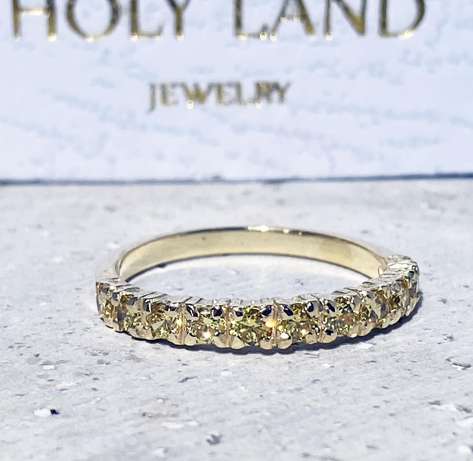 Round Yellow Citrine Eleven Stone Stacking Half Eternity Ring - H.L.Jewelry