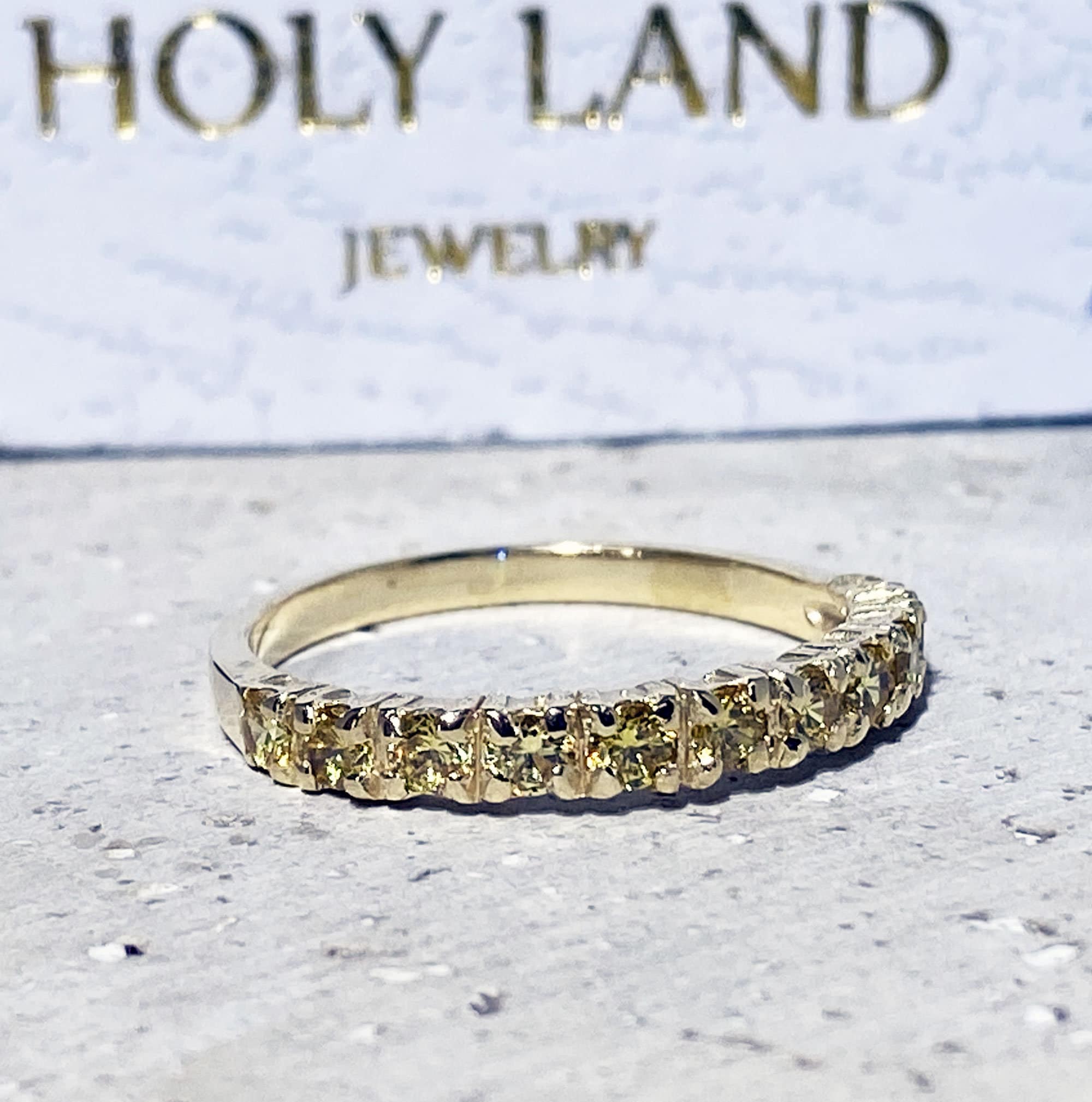 Round Yellow Citrine Eleven Stone Stacking Half Eternity Ring - H.L.Jewelry
