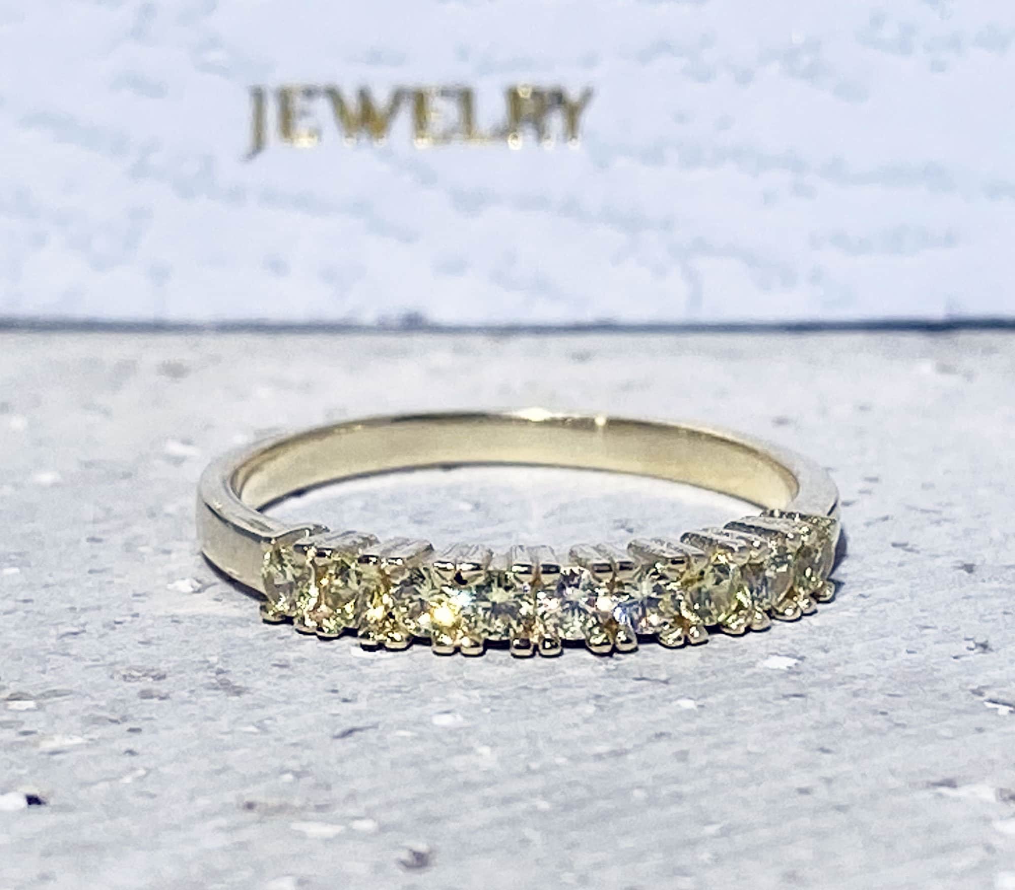 Round Yellow Citrine Nine Stone Stacking Half Eternity Ring - H.L.Jewelry