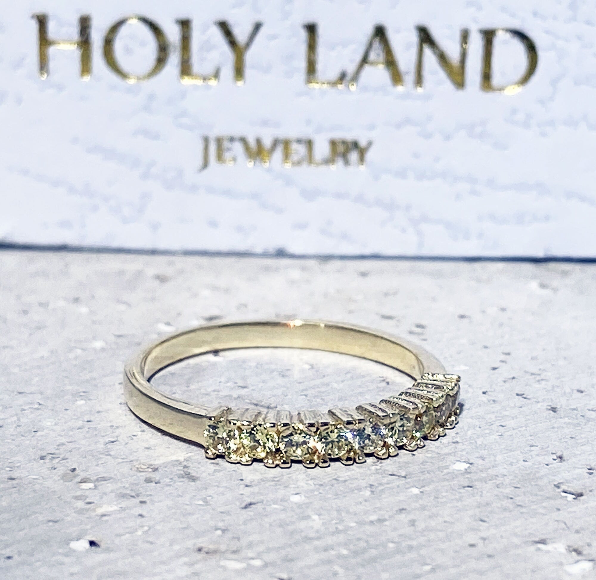 Round Yellow Citrine Nine Stone Stacking Half Eternity Ring - H.L.Jewelry