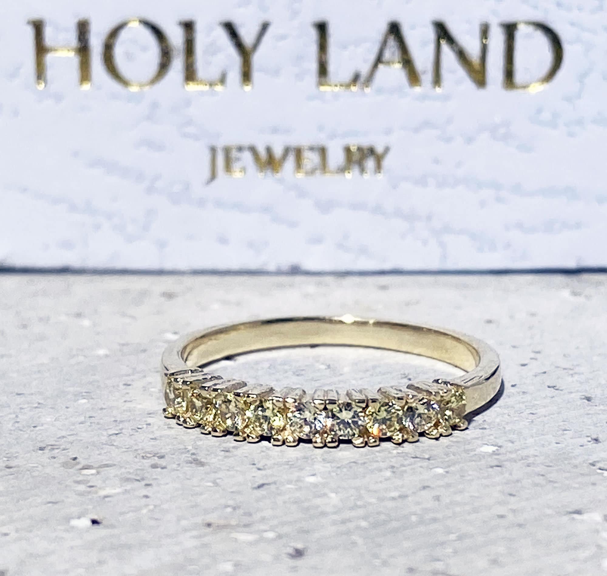 Round Yellow Citrine Nine Stone Stacking Half Eternity Ring - H.L.Jewelry