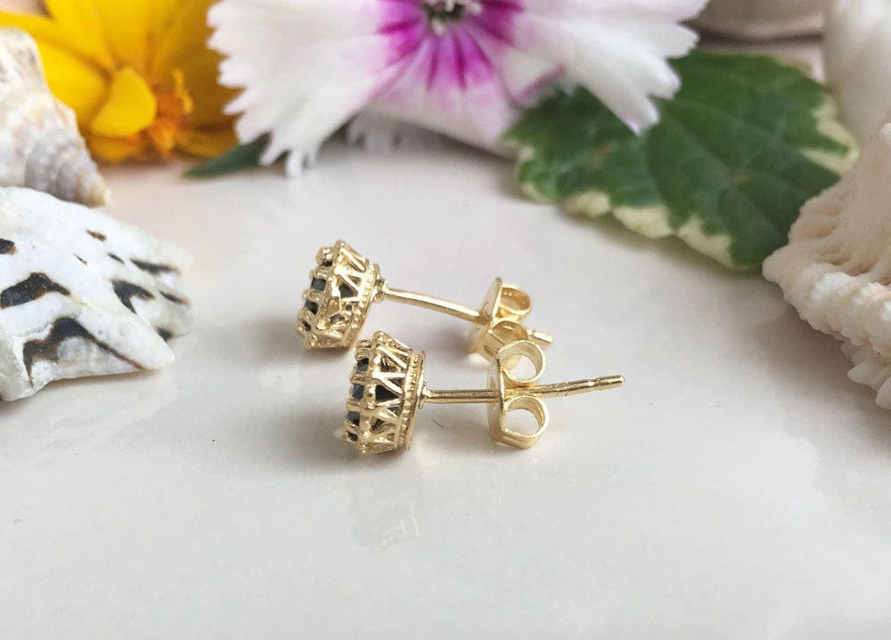 Smoky Quartz Simple Round Stud Earrings - H.L.Jewelry
