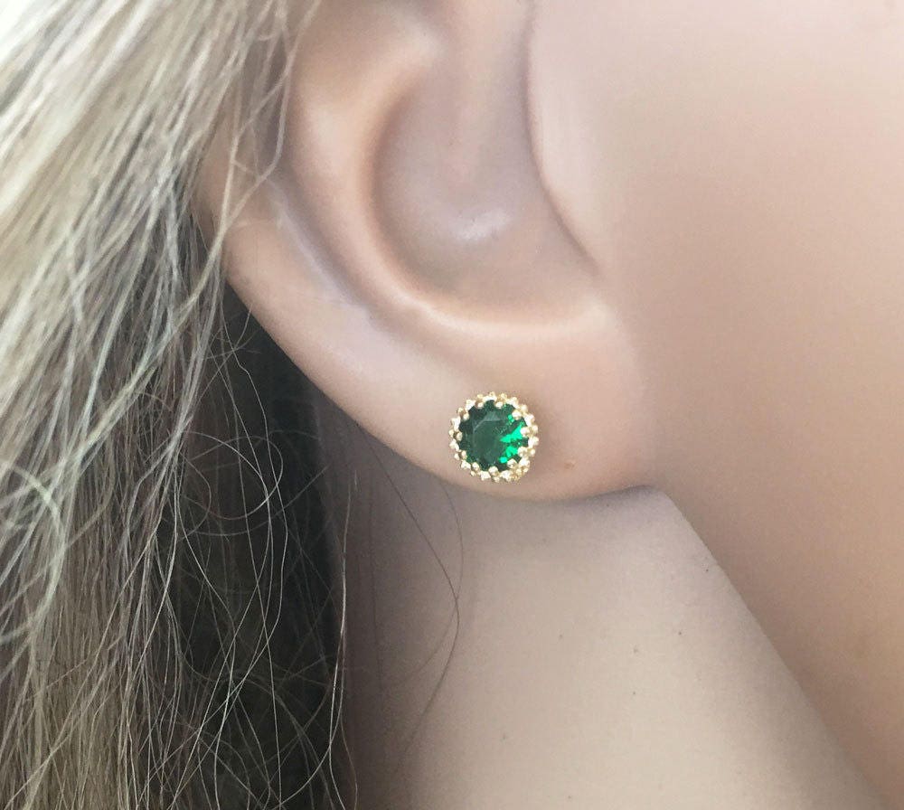 Smoky Quartz Simple Round Stud Earrings - H.L.Jewelry