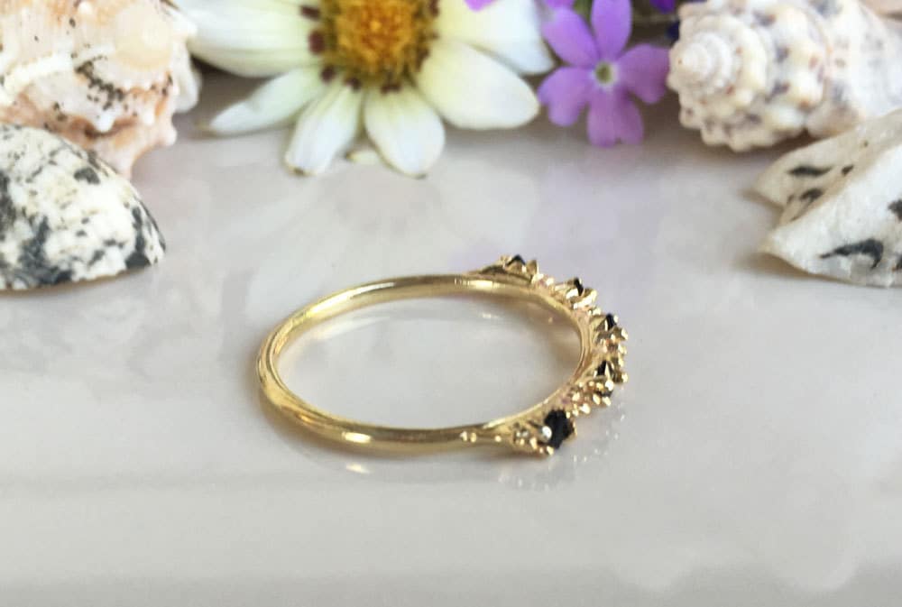 Square Black Onyx Five Stone Stacking Ring - H.L.Jewelry