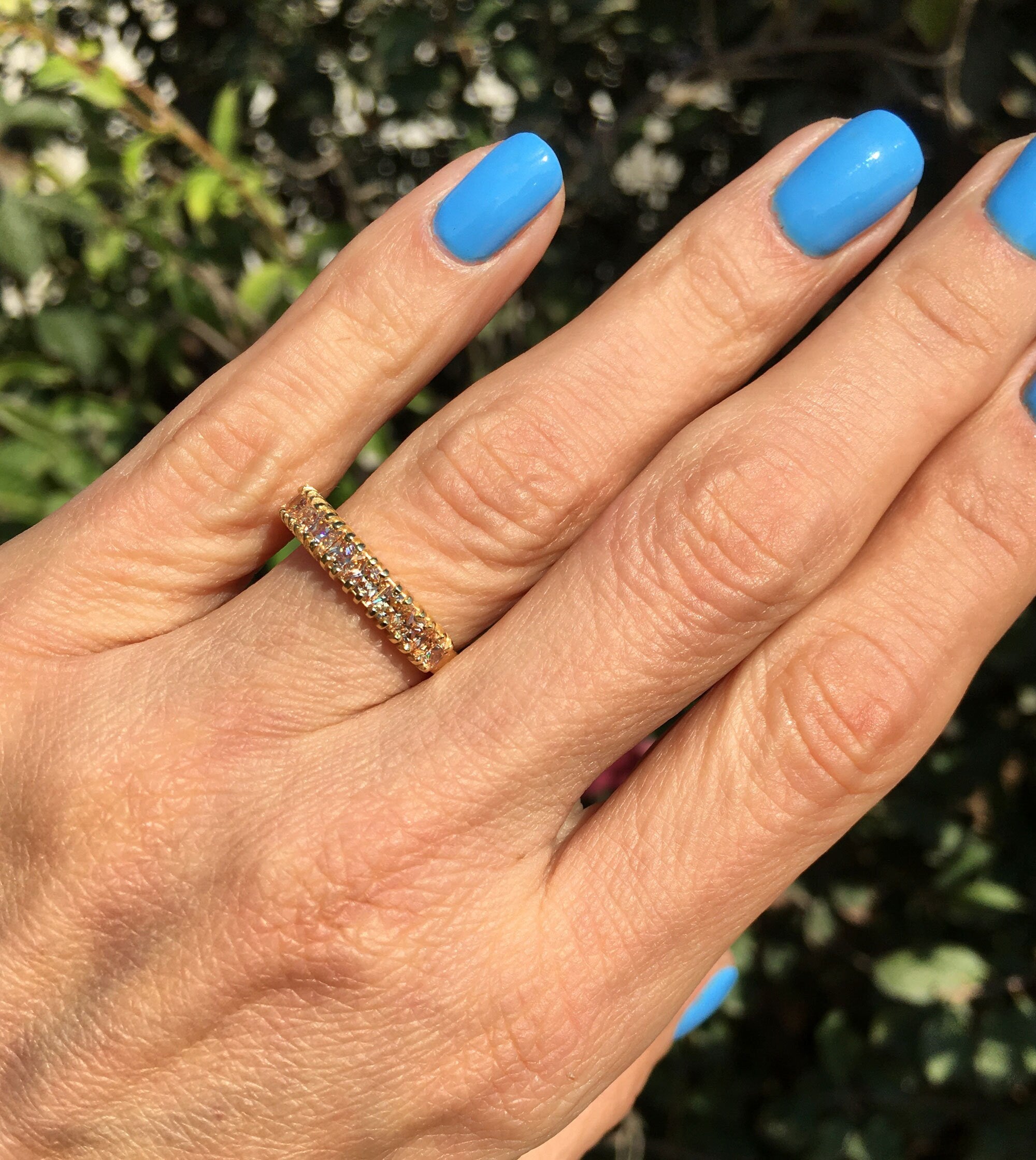 Square Citrine Nine Stone Stacking Half Eternity Ring - H.L.Jewelry