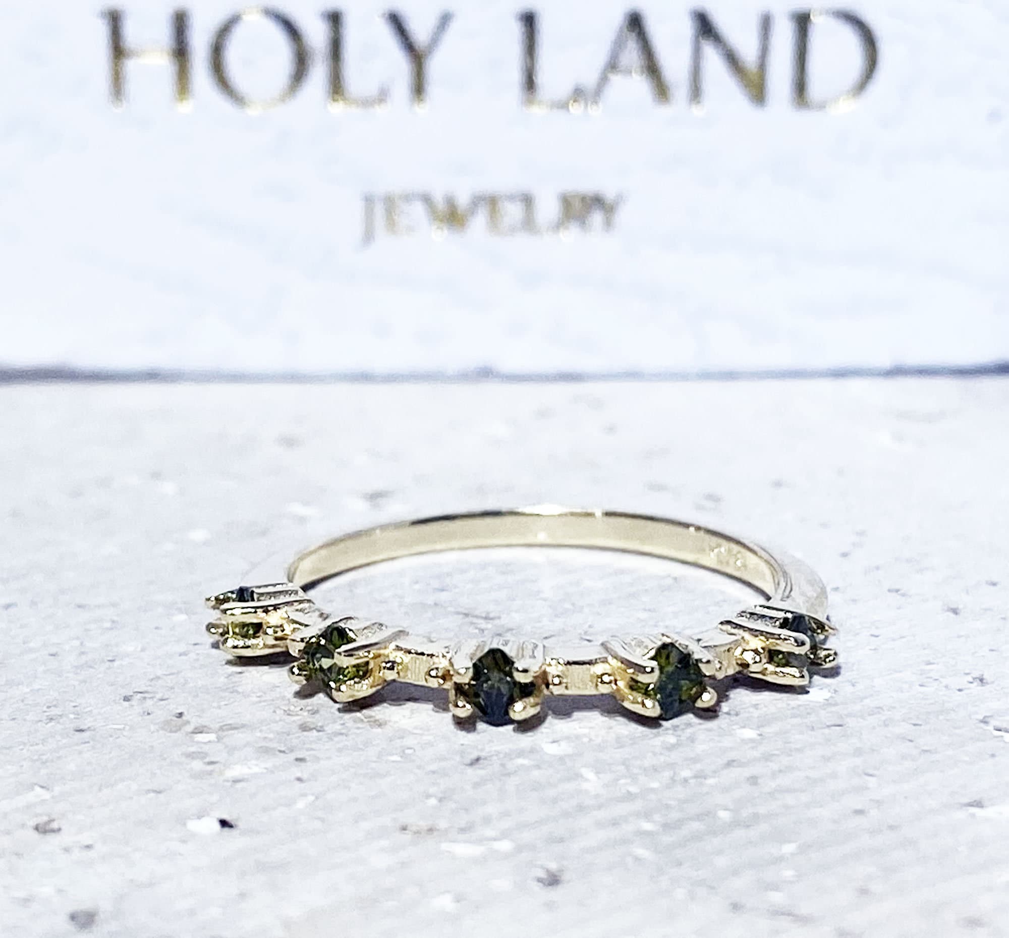 Square Peridot Five Stone Simple Stacking Ring - H.L.Jewelry