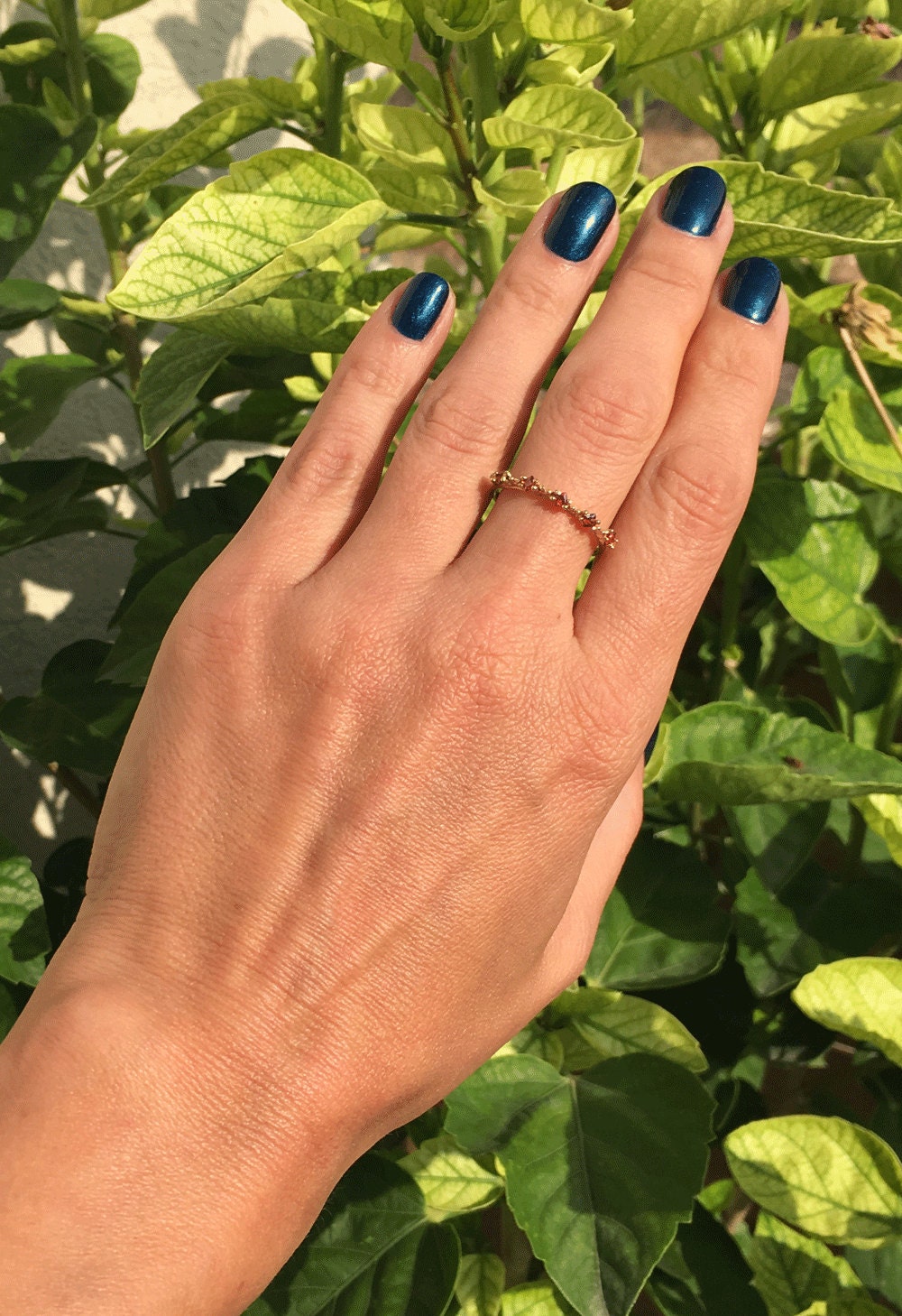 Square Red Garnet Five-Stone Simple Stacking Ring - H.L.Jewelry