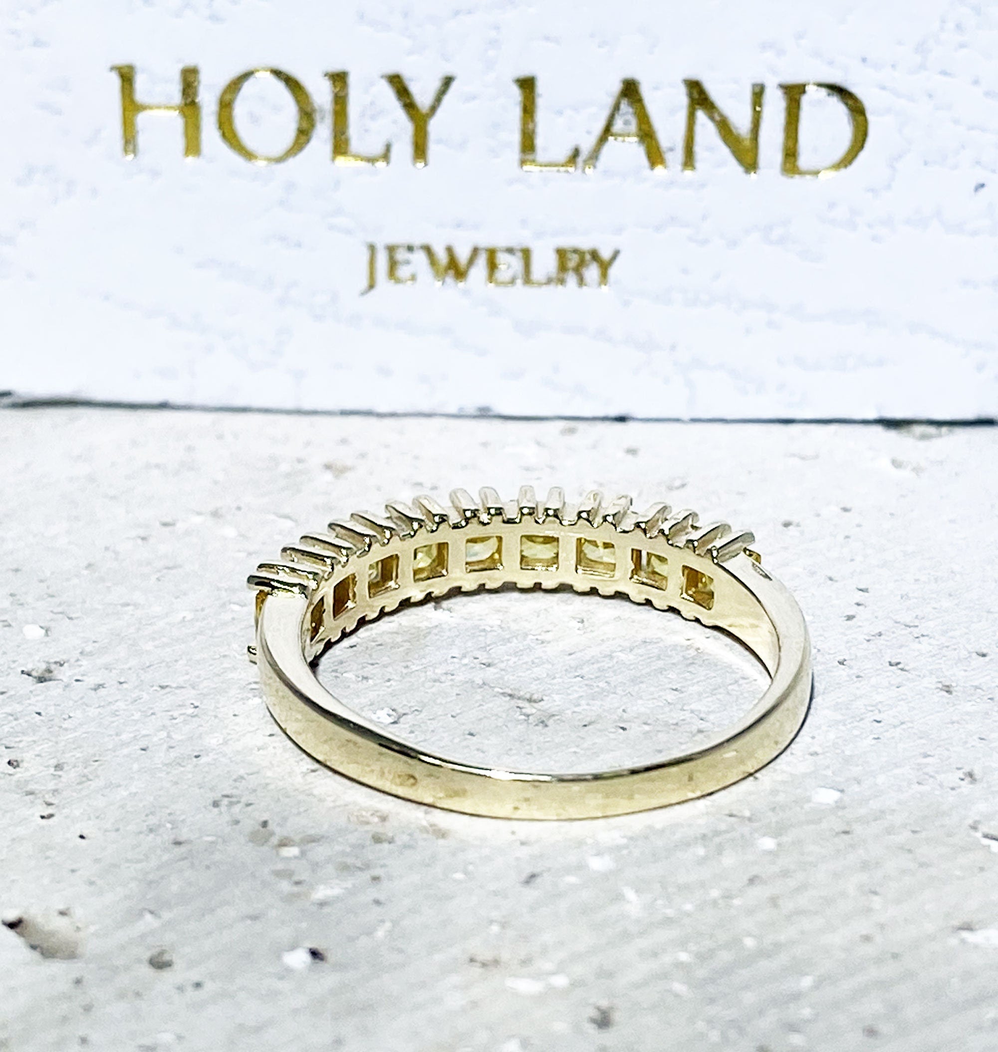 Square Yellow Citrine Nine Stone Stacking Half Eternity Ring - H.L.Jewelry