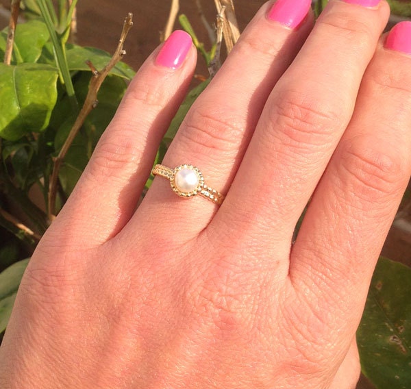 White Pearl Ring - H.L.Jewelry