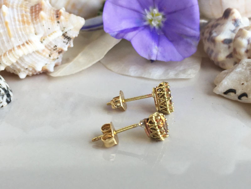 Pear-Shaped Citrine Gemstones Small Stud Earrings - H.L.Jewelry