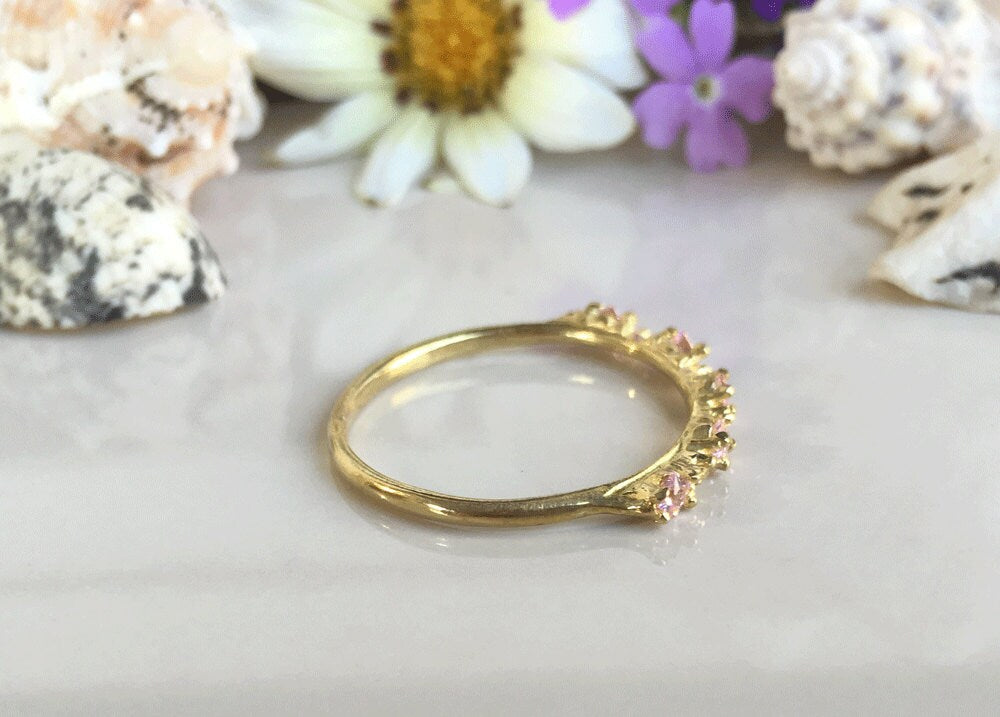 Rose Quartz Ring - Tiny Ring - Gold Ring - Stack Ring - Prong Set - October Birthstone - Gold Ring - H.L.Jewelry