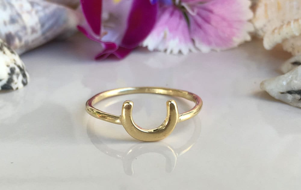 Lucky Horseshoe Ring - Good Luck Charm - Delicate Simple Lucky Horseshoe Ring - H.L.Jewelry