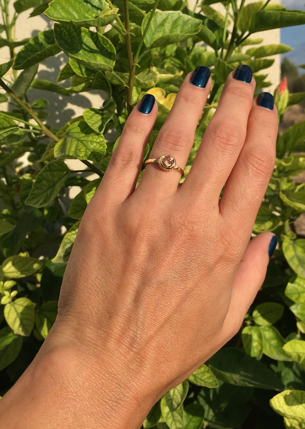 Citrine Ring - November Birthstone - Simple Bezel Set Ring with Round Citrine Gemstone - H.L.Jewelry