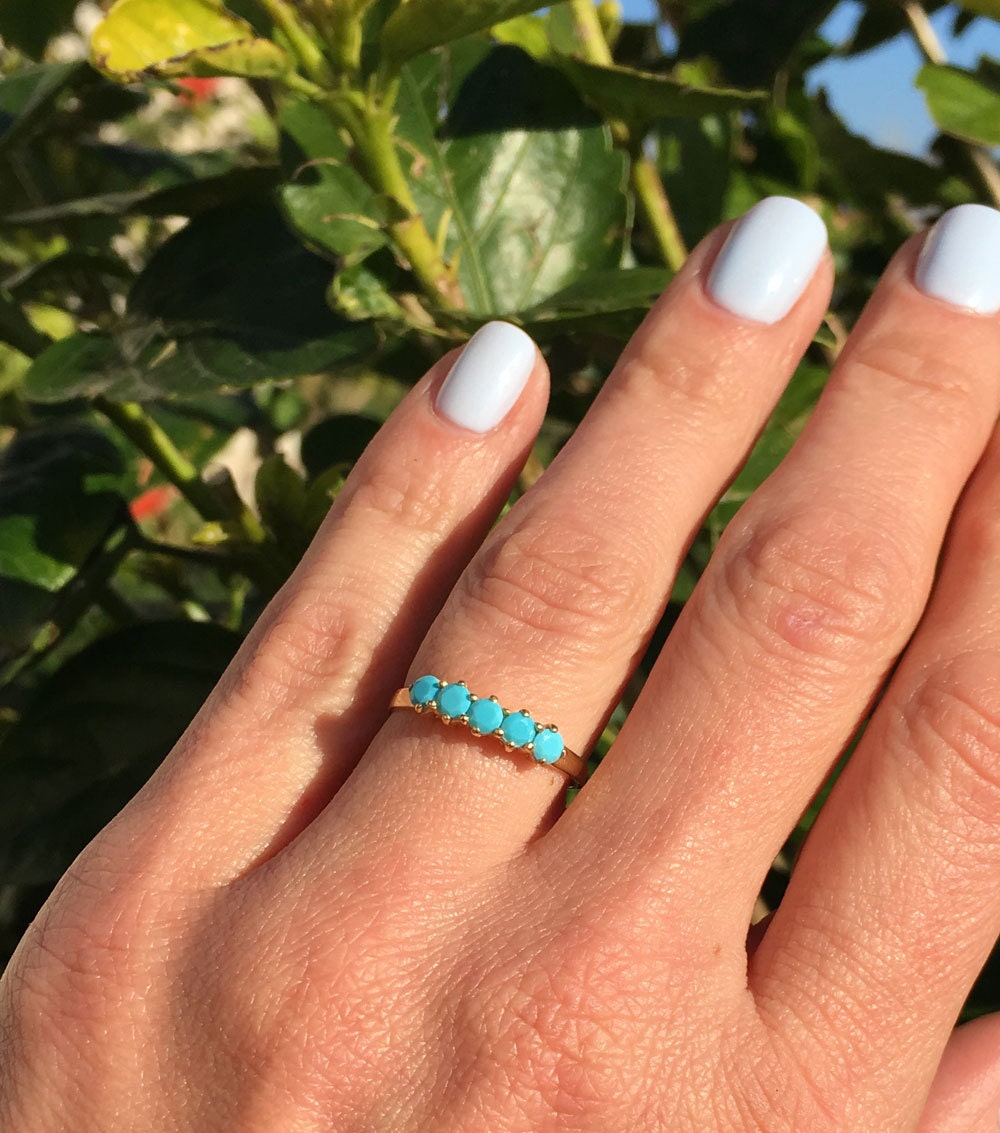 Turquoise Ring - Sleeping Beauty Turquoise - December Birthstone - Gold Ring - Turquoise Jewelry - H.L.Jewelry