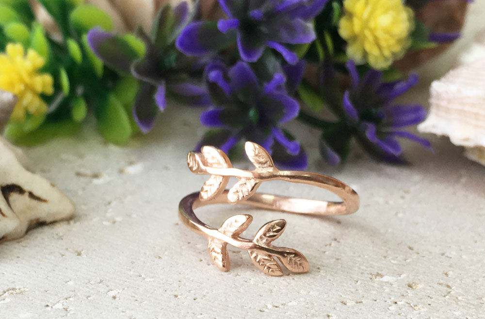 Leaf Ring - Branch Ring - Adjustable Ring - Simple Delicate Leaf Ring - H.L.Jewelry