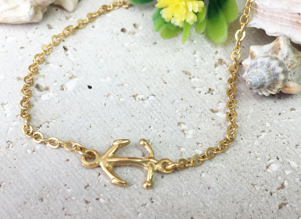 Anchor Bracelet - Simple Bracelet - Delicate Chain Anchor Bracelet - H.L.Jewelry