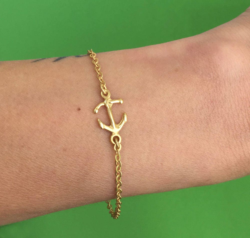 Anchor Bracelet - Simple Bracelet - Delicate Chain Anchor Bracelet - H.L.Jewelry