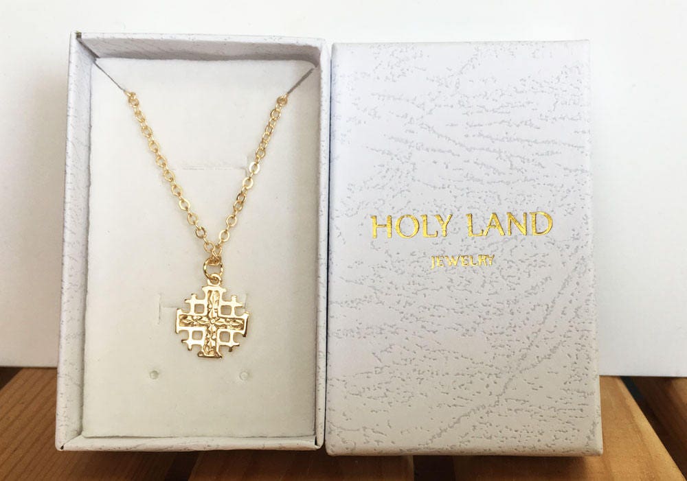 Jerusalem Cross Pendant - Simple Delicate Chain Small Jerusalem Cross Necklace - H.L.Jewelry