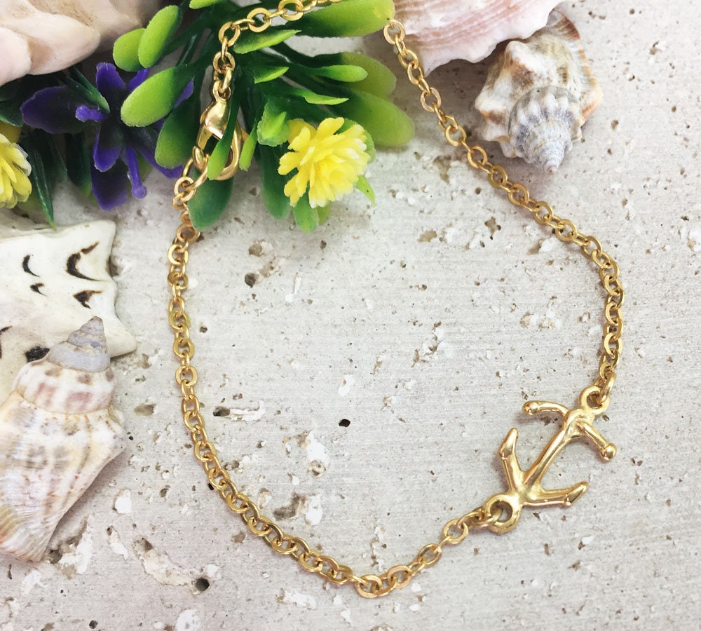 Anchor Bracelet - Simple Bracelet - Delicate Chain Anchor Bracelet - H.L.Jewelry