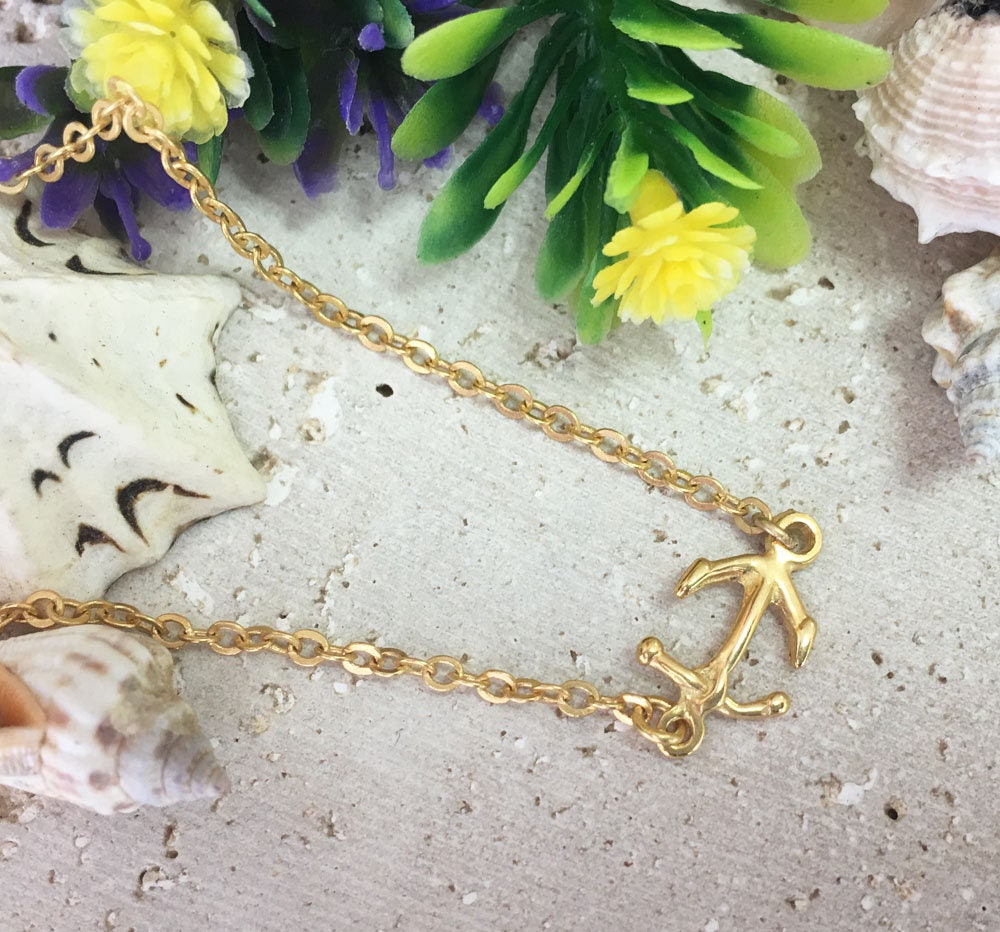 Anchor Bracelet - Simple Bracelet - Delicate Chain Anchor Bracelet - H.L.Jewelry