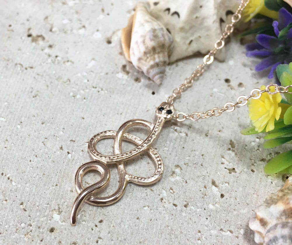 Snake Necklace - Serpent Necklace - Delicate Chain Simple Snake Necklace - H.L.Jewelry