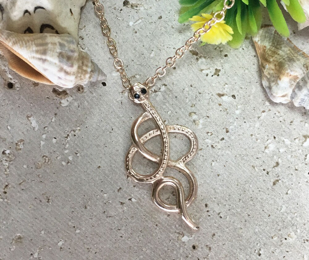 Snake Necklace - Serpent Necklace - Delicate Chain Simple Snake Necklace - H.L.Jewelry