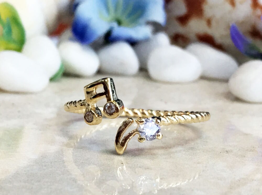 Music Note Ring - Music Note Charm - Music Symbol - Simple Delicate Music Note Ring - H.L.Jewelry