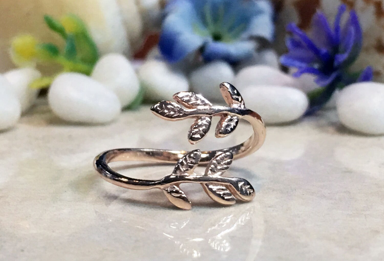 Leaf Ring - Branch Ring - Adjustable Ring - Simple Delicate Leaf Ring - H.L.Jewelry