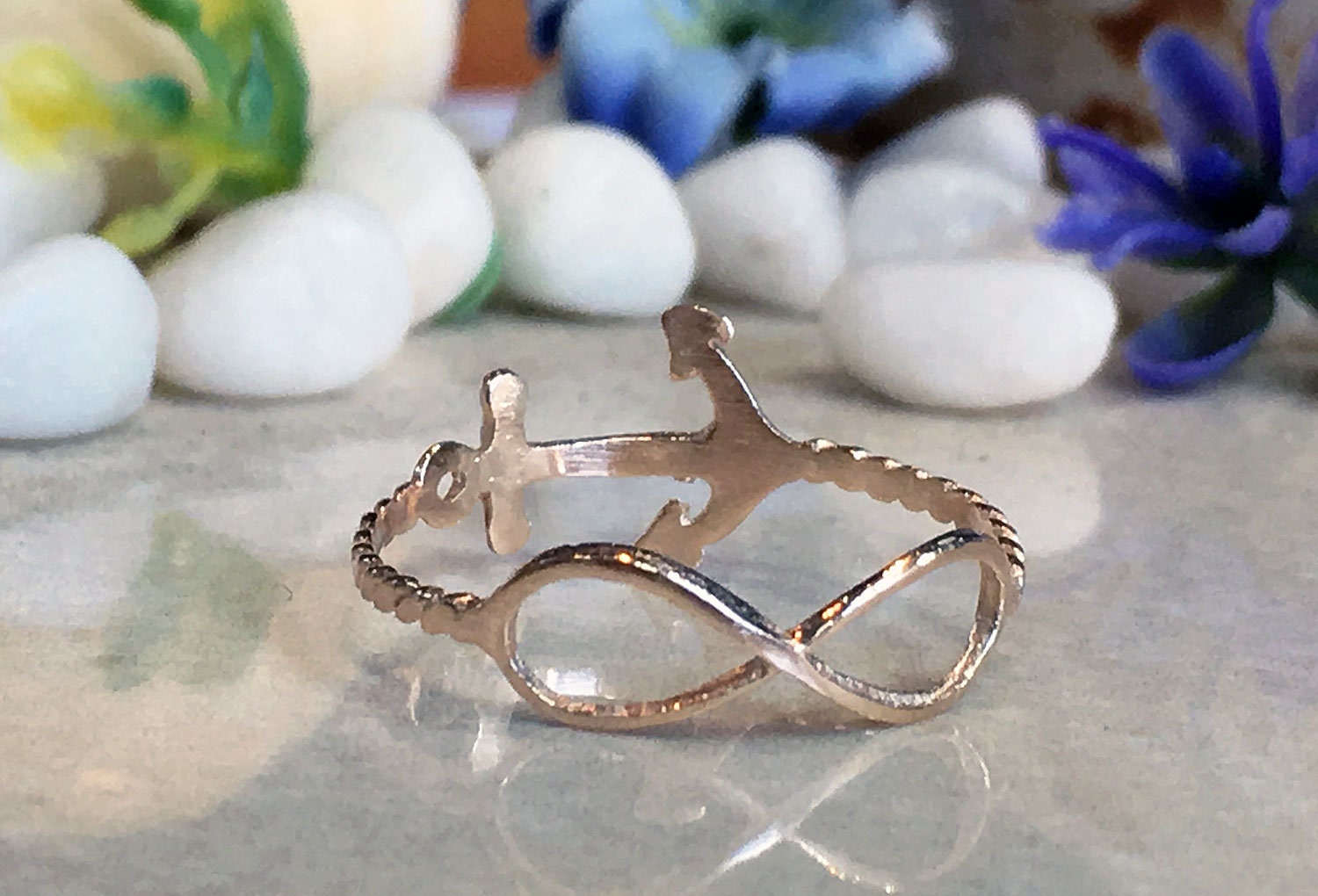 Anchor and Infinity Symbol Simple Delicate Ring - H.L.Jewelry