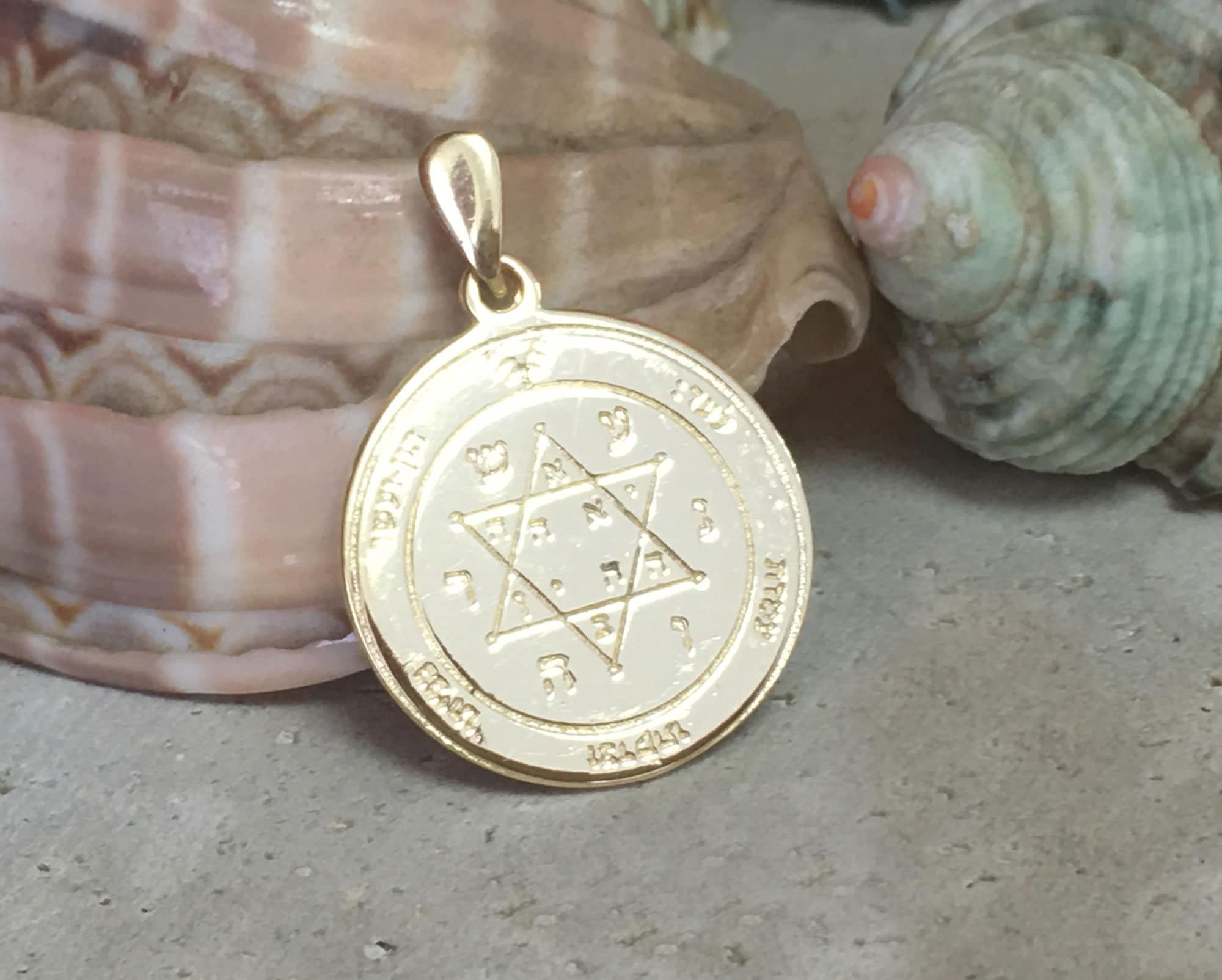 Seal of Solomon Pendant - King Solomon Pendant - Kabbalah Jewelry  - Double Sided Pendant - Text Pendant - H.L.Jewelry