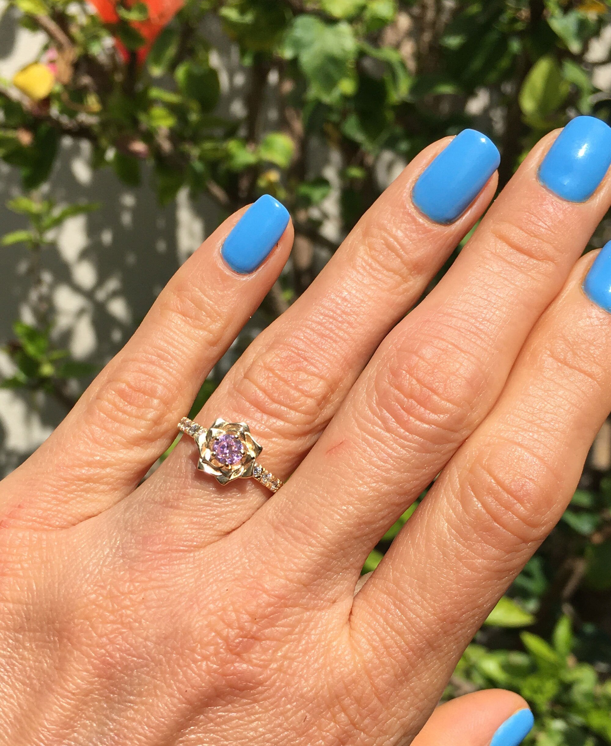 Rose Quartz Ring - Camellia Ring - Flower Ring - Statement Ring - Gold Ring - October Birthstone - H.L.Jewelry