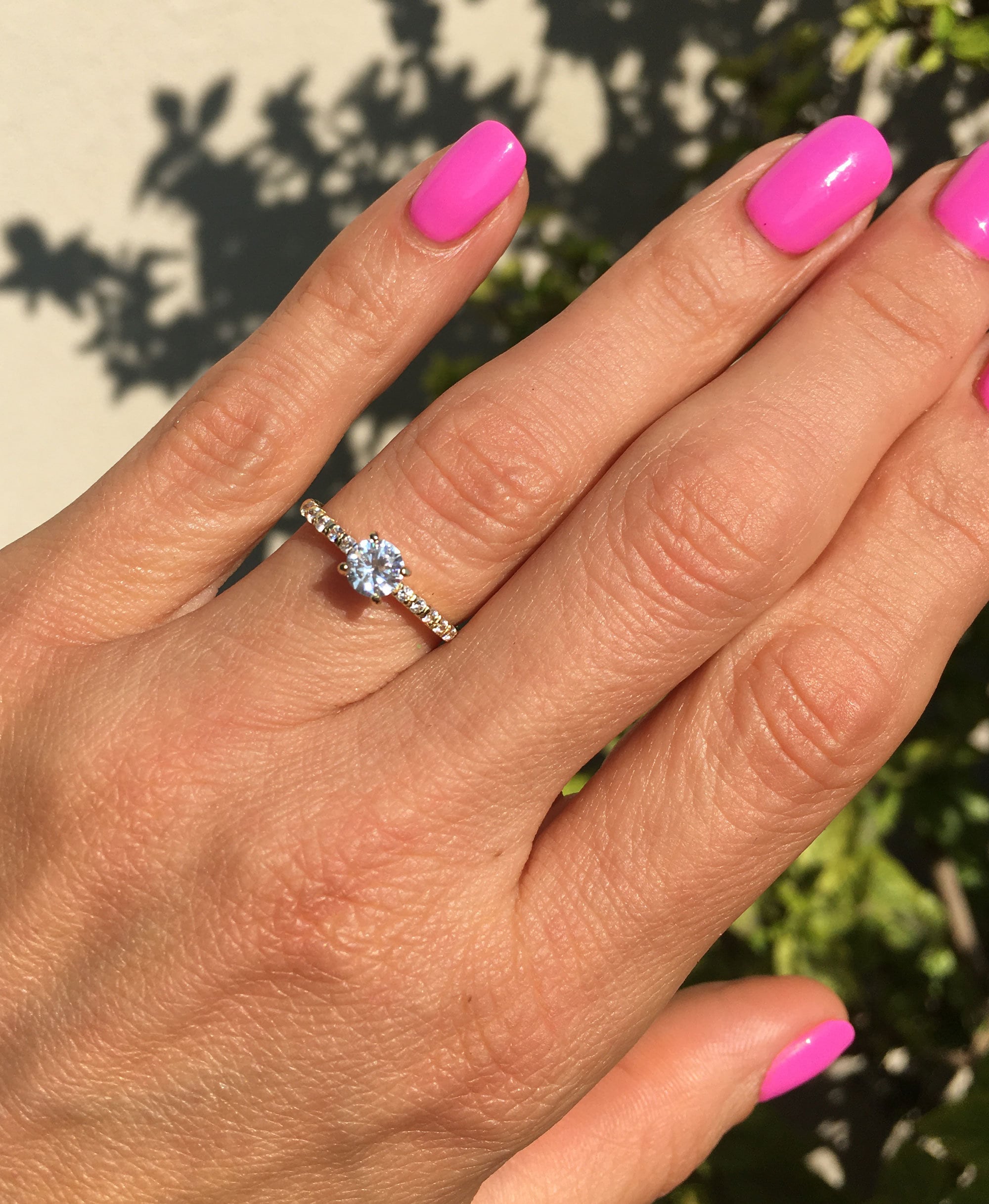 Clear Quartz Ring - April Birthstone - Round Clear Quartz Gemstone Ring with Small Clear Quartz Accents - H.L.Jewelry