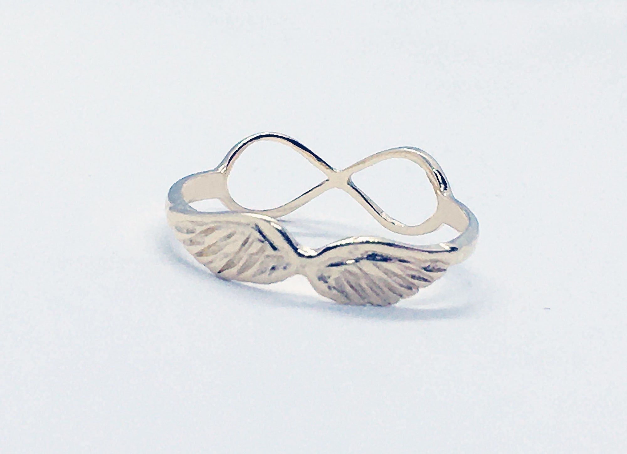 Simple Ring with Angel Wings and Infinity Symbol - H.L.Jewelry